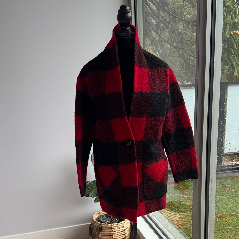 Wilfred Red and Black Plaid wool Jacket